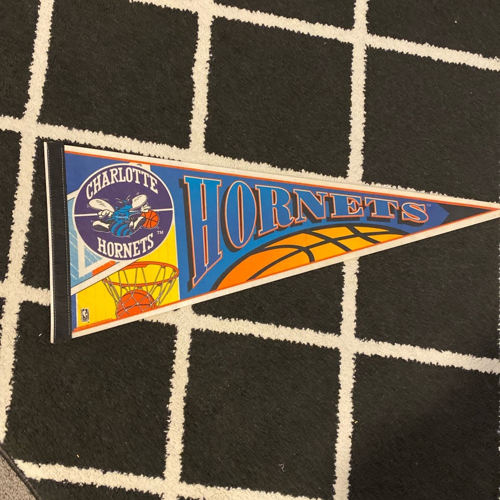 Vintage Charlotte Hornets 30” long x 12” wide pennant